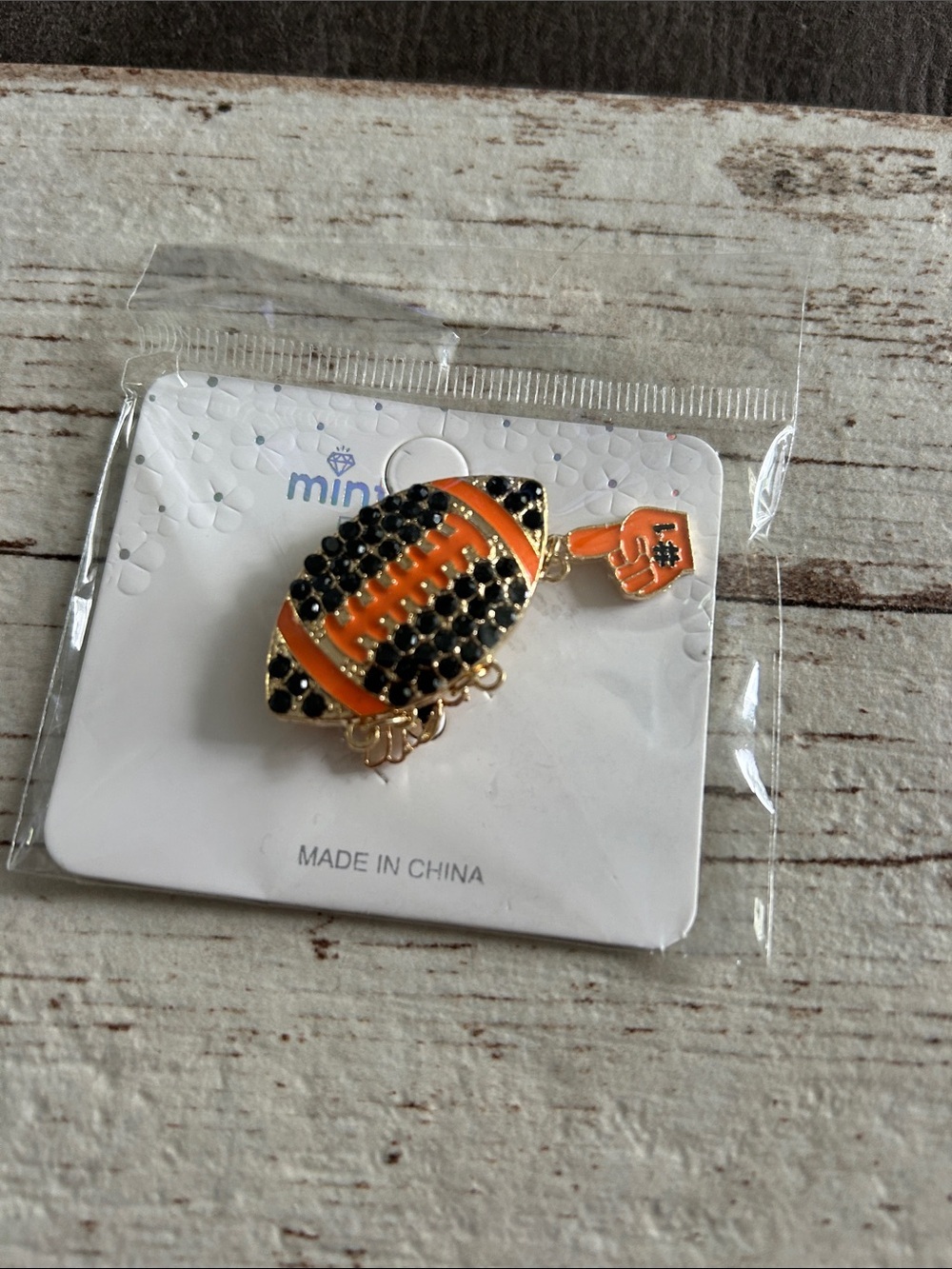 🔥$2 Mini Brand Orange and Black Football Lapel Pin
